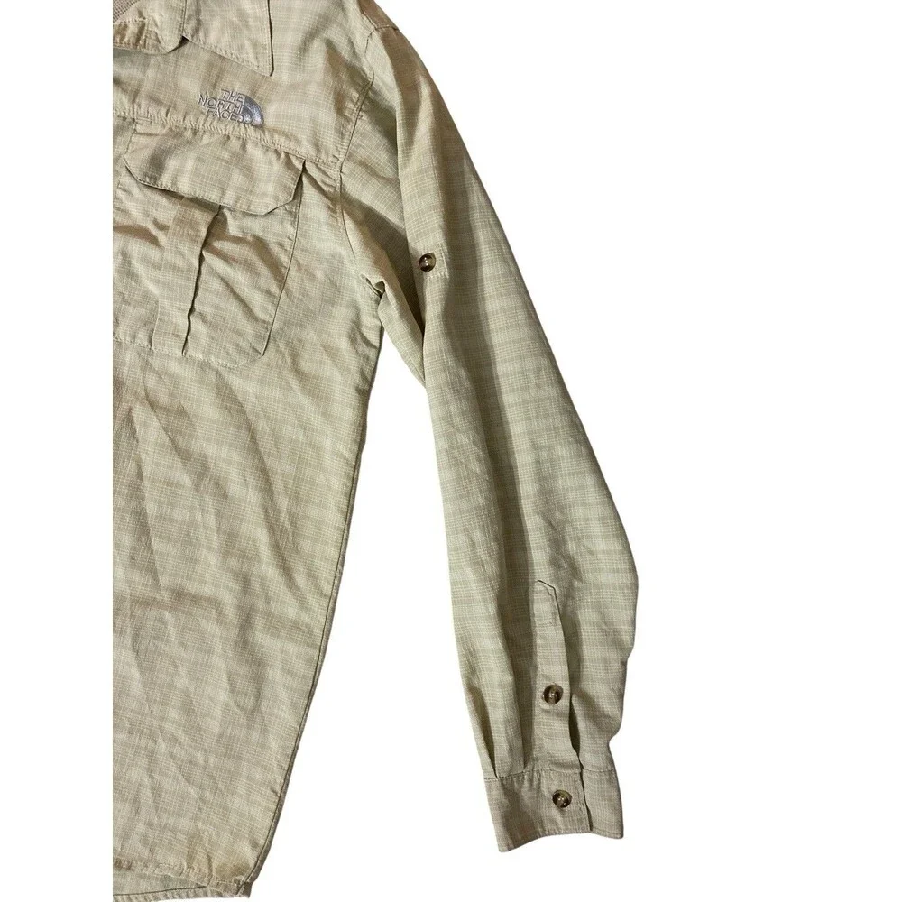 The North‎ Face Men’s Outdoor Button-Up Shirt Size XL Khaki Plaid Long Sleeve